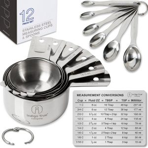 Indigo True Company Stainless Steel Measuring Cups and Spoons