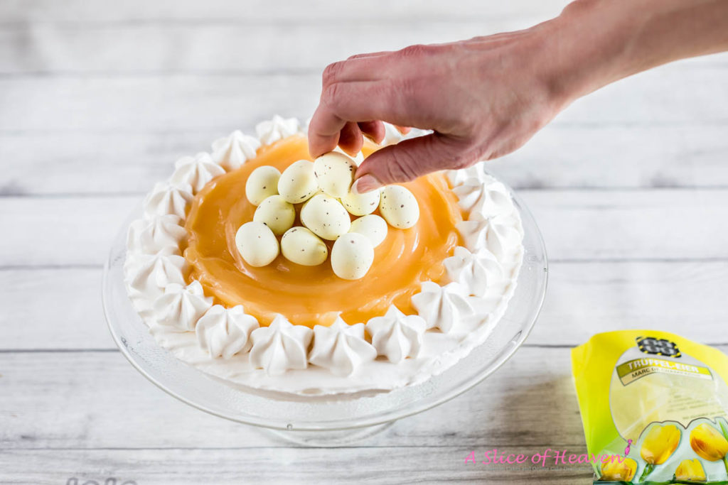 Placing white chocolate eggs | A Slice of Heaven