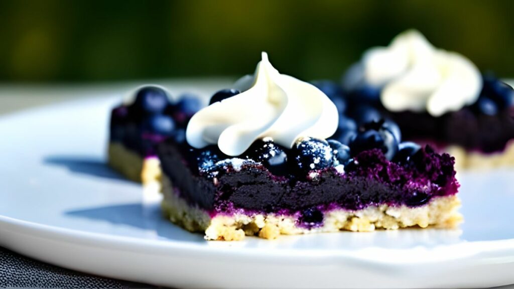 Blueberries and Cream Oatmeal Bars with Whipped Cream