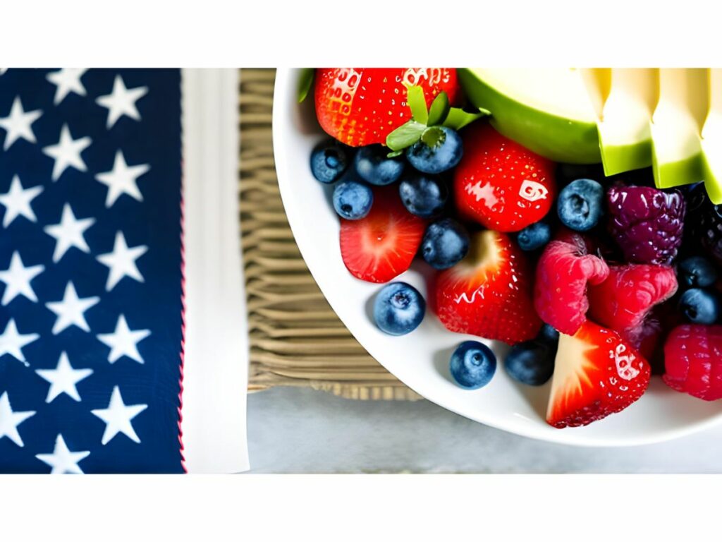 Patriotic Fruit Salad with Red, Blue, and White Colors